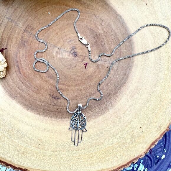 Hamza Sterling Silver Popcorn Chain Necklace - Picture 6 of 6